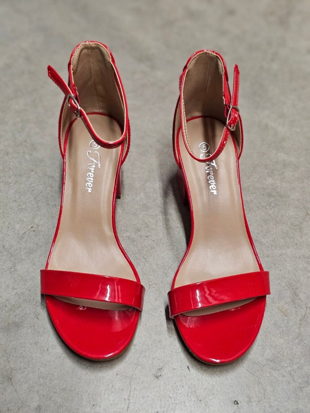 Red Patent Block Heel Sandals With Ankle Strap - Womens Dress Shoes - Picture 10 of 12